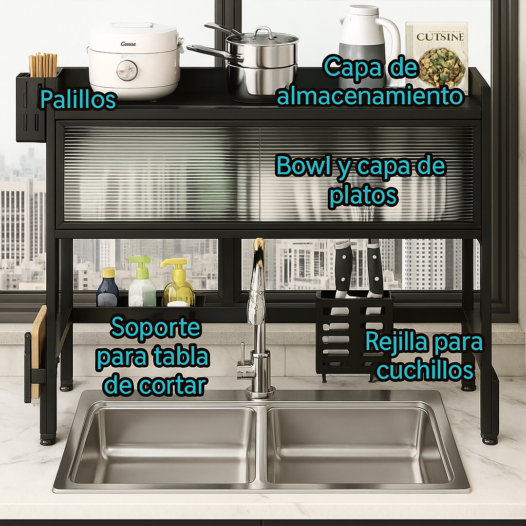 Estante de Cocina 2 en 1 – Escurridor 2 Niveles