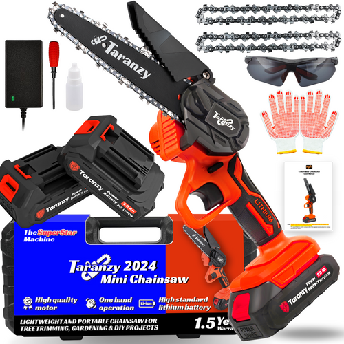 Mini Motosierra con dos Baterías y Accesorios