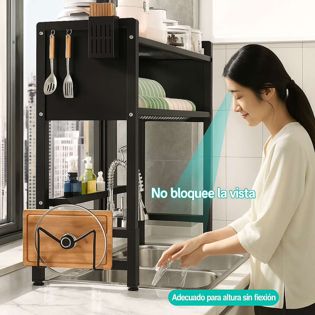 Estante de Cocina 2 en 1 | Escurridor 2 Niveles